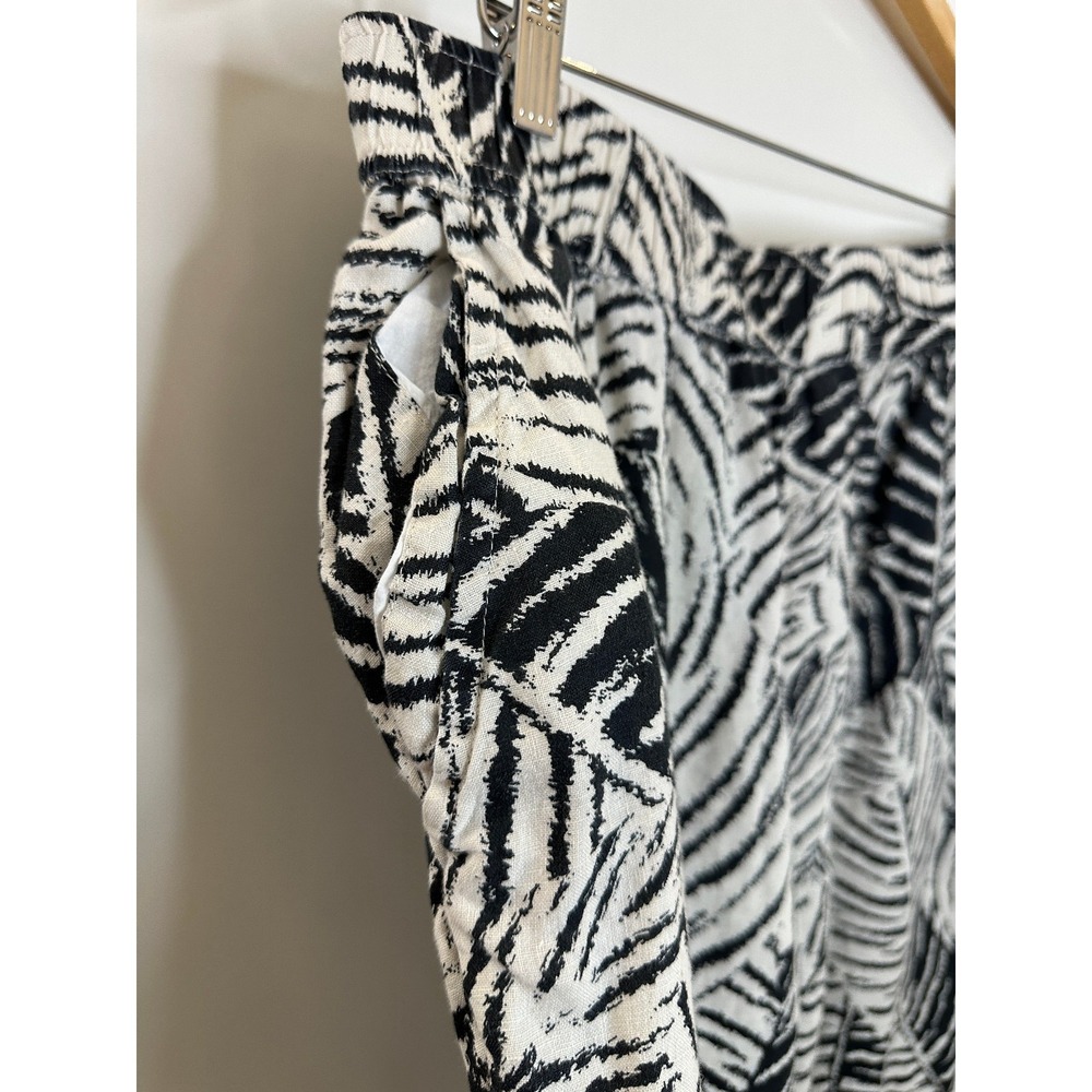 Cynthia Rowley 100% Linen Wide Leg Crop Pants Leaf Tropical Print Plus Size 1X - Picture 4 of 12